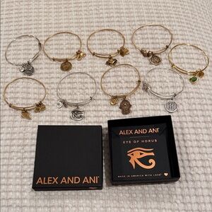 Alex and Ani Gold and Silver Charm Bracelets Set of 9